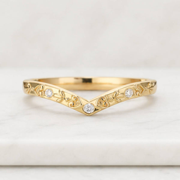 Lab Grown Diamond Chevron Wedding Band Ring