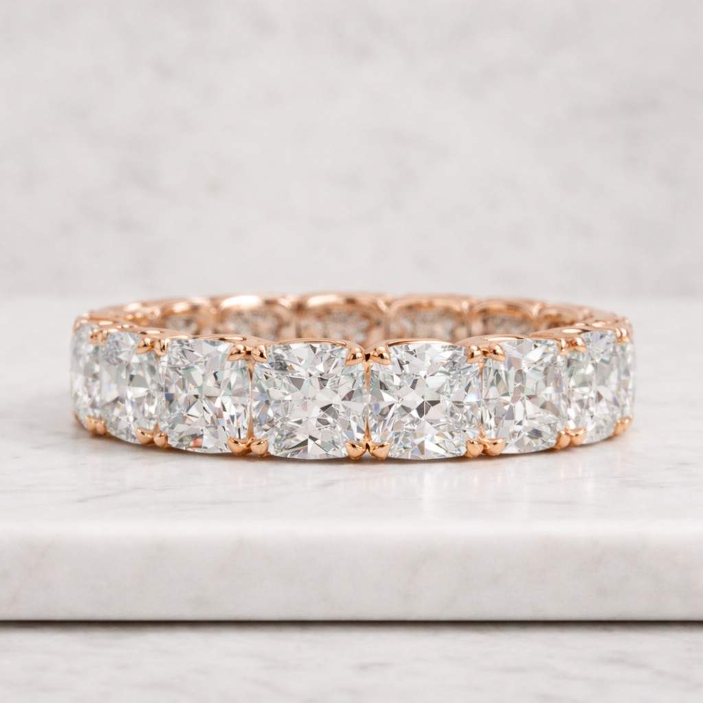 eternity band ring eternity ring cushion cut ring rose gold ring wedding band anniversary band statement ring luxury ring