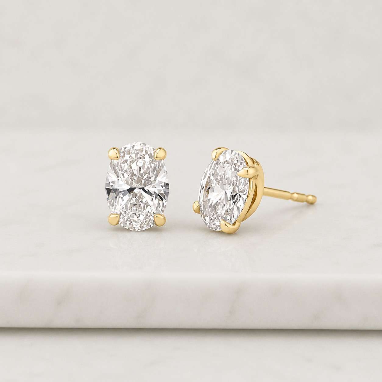 Oval Cut Lab Grown Diamond Stud Earring 14K Gold Diamond Solitaire Earring Screw Back Minimalist Stud Wedding Gift for Bride
