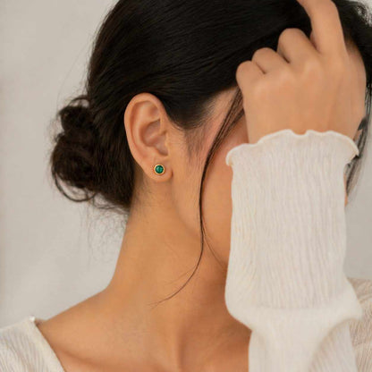 everyday earrings simple stud earrings women earrings small earrings green gemstone earrings polished earrings classic earrings modern earrings