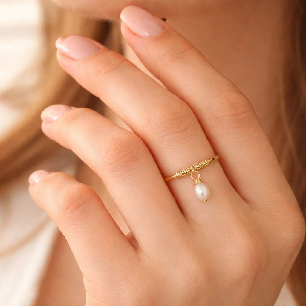 everyday jewelry simple pearl ring delicate jewelry handmade pearl ring fresh pearl ring white pearl ring oval pearl ring elegant jewelry women jewelry gift for her pearl accessory