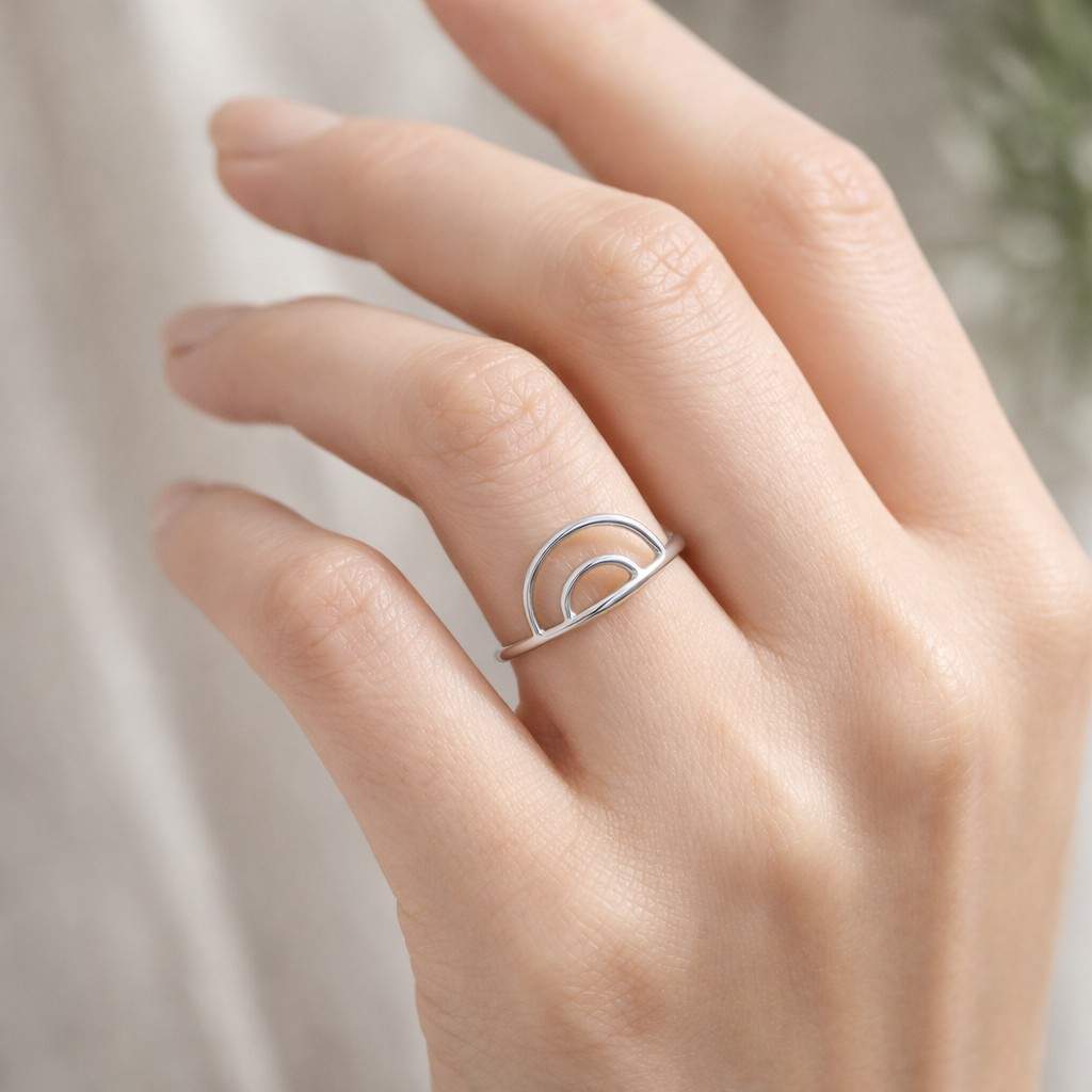 everyday ring handmade ring artisan ring sleek ring clean ring elegant ring unique ring contour band arch ring half circle ring open band delicate ring