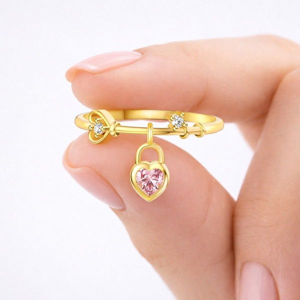 fashion ring stackable ring slim band ring delicate ring modern ring simple ring everyday ring gift ring trendy ring elegant ring sweet ring tiny charm ring hanging heart ring heart jewelry