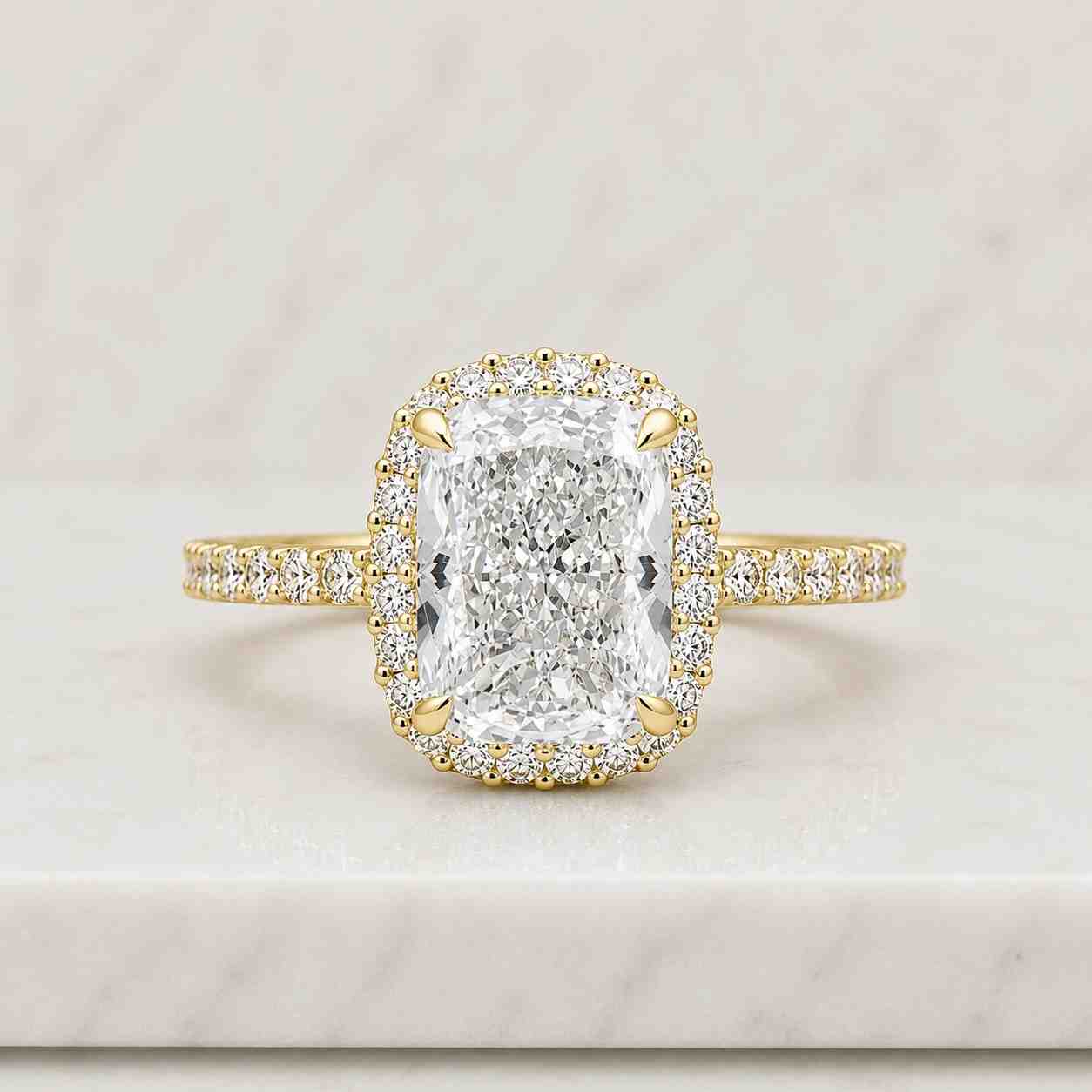radiant cut lab grown bridal ring set, pave engagement ring, 14k white gold, anniversary gift for her
