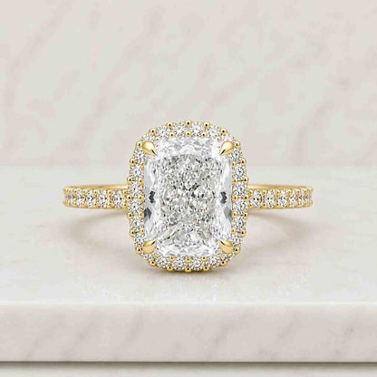 Radiant Cut Lab Grown Bridal Ring Set, Pave Engagement Ring, 14k White Gold, Anniversary Gift For Her

