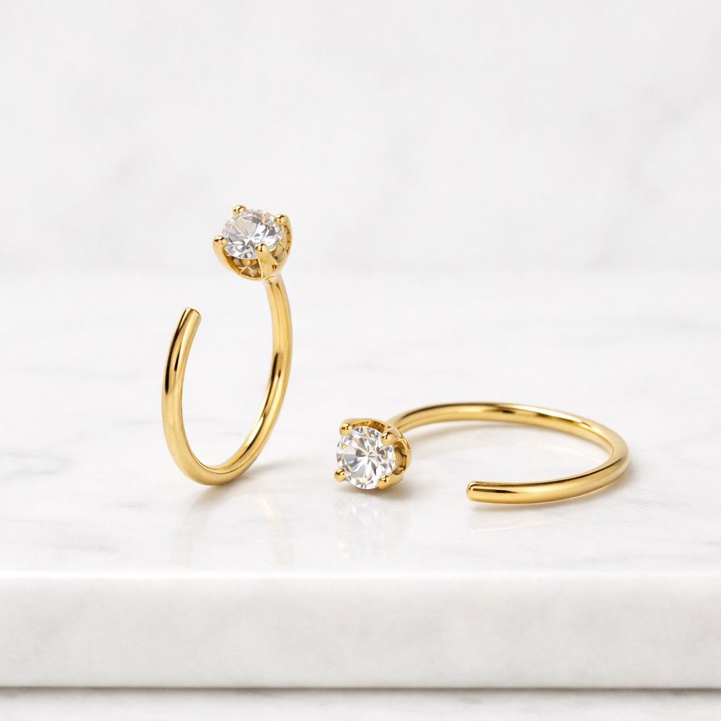 14k gold dainty lab grown diamond pave thin ear cuff – modern single cuff eternity diamond
