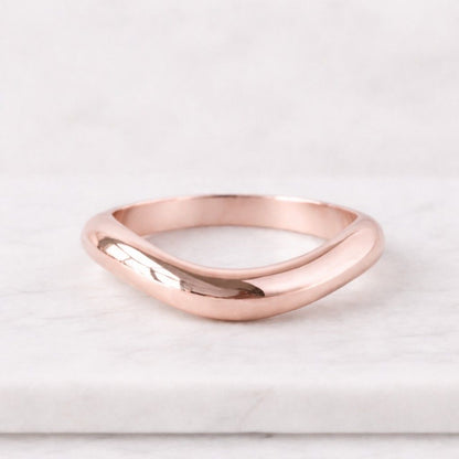 fine jewelry elegant ring contour wedding band curved stacking ring slim band ring plain gold ring soft curve ring organic shape ring