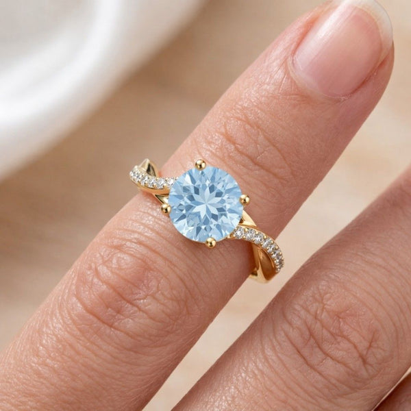 Vintage Round Cut Alexandrite Engagement Ring, Cluster Diamond / Moissanite Bridal Ring,14K Rose Gold Promise Ring Custom Anniversary Ring
