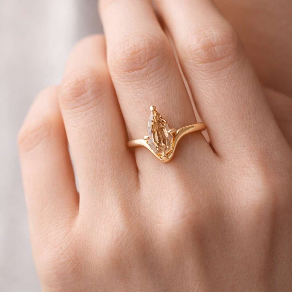 fine jewelry statement ring unique ring elegant ring handmade ring artisan ring luxury ring bridal ring stacking ring gemstone ring crystal ring faceted ring prong setting modern ring sleek ring polished ring yellow ring