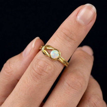 fine ring gold band round stone ring opal band knot design elegant band everyday jewelry delicate band fashion jewelry minimalist jewelry dainty jewelry luxury jewelry