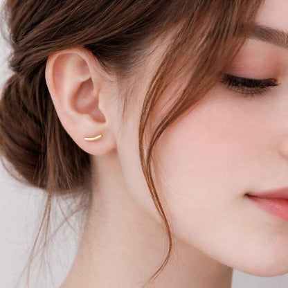 flat bar earrings curved stud earrings clean design earrings trendy earrings elegant studs chic earrings fashion jewelry