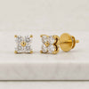 14K Yellow Gold Round Lab Grown Diamond Cluster Stud Earrings