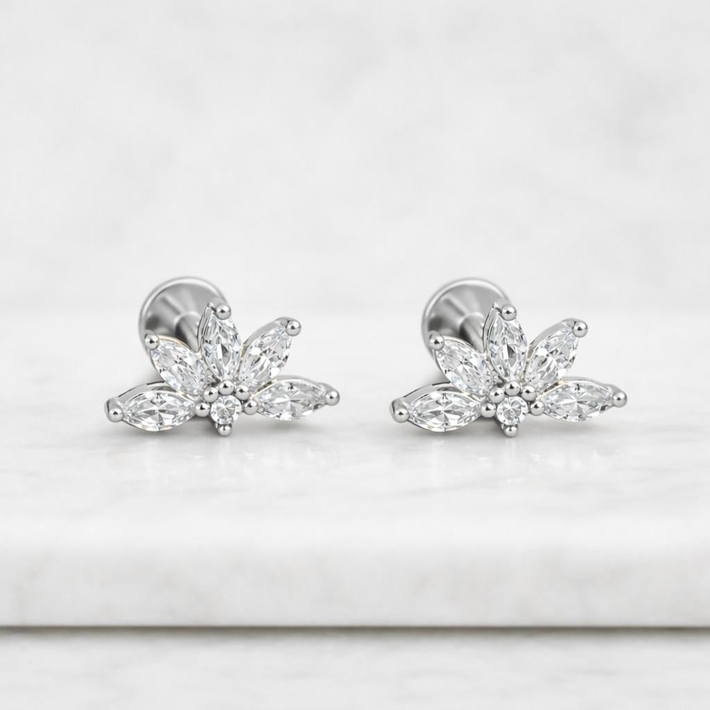 floral stud earrings gold flower earrings cartilage stud earrings helix stud earrings flatback studs dainty flower earrings petal crystal earrings marquise crystal earrings lotus flower earrings