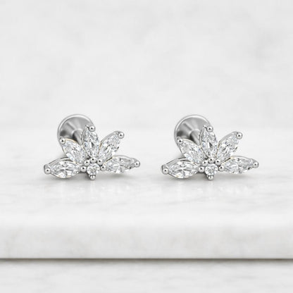 floral stud earrings gold flower earrings cartilage stud earrings helix stud earrings flatback studs dainty flower earrings petal crystal earrings marquise crystal earrings lotus flower earrings