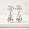 Pear Cut Lab Grown Diamond Flower Drop Earrings