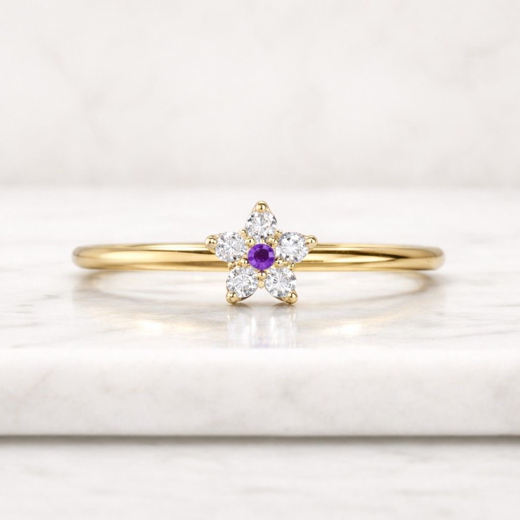christmas,wedding,birthday,anniversary,bridesmaid,minimalist,925 sterling silver handmade amethyst gemstone zircon ring for women
