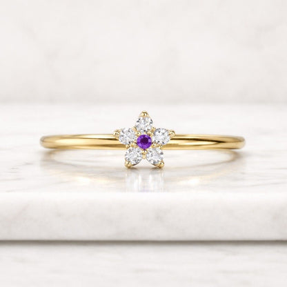 christmas,wedding,birthday,anniversary,Bridesmaid,Minimalist,925 Sterling Silver handmade Amethyst Gemstone Zircon Ring for Women
