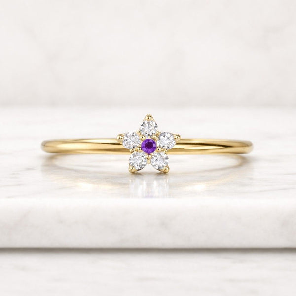 christmas,wedding,birthday,anniversary,Bridesmaid,Minimalist,925 Sterling Silver handmade Amethyst Gemstone Zircon Ring for Women
