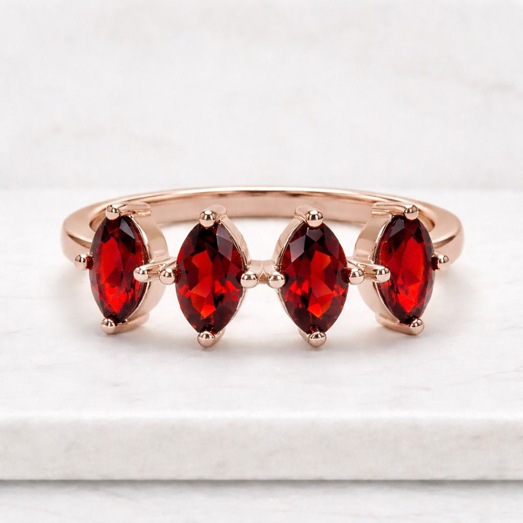 1 CT Marquise Cut Ruby Ring, 14K Yellow Gold Ring, Solitaire Ring, Women's Handmade Ring, Minimalist Ring, Bridal Ring, Promise Ring For Her
