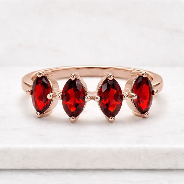 1 CT Marquise Cut Ruby Ring, 14K Yellow Gold Ring, Solitaire Ring, Women's Handmade Ring, Minimalist Ring, Bridal Ring, Promise Ring For Her