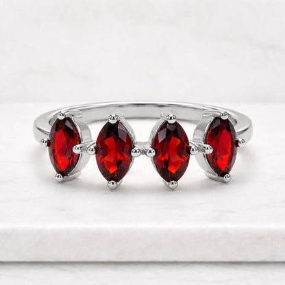 Marquise Cut Garnet Ring · 14k Gold Garnet Ring · Big Garnet Ring · January Birthstone Ring · Red Gemstone Ring For Women
