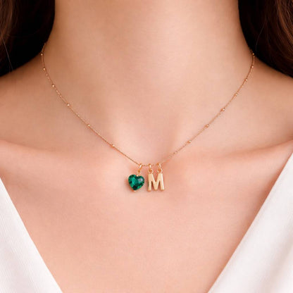 gemstone charm necklace charm pendant necklace alphabet charm necklace single letter necklace love charm necklace romantic jewelry necklace dainty gold necklace beaded necklace