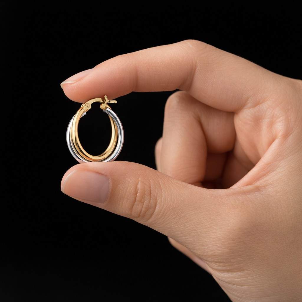 Mixed Metal Oval Hoop Earrings, 14k Yellow White Gold 16MM Hoops, Modern Everyday Hoop Earrings, Timeless Jewelry
