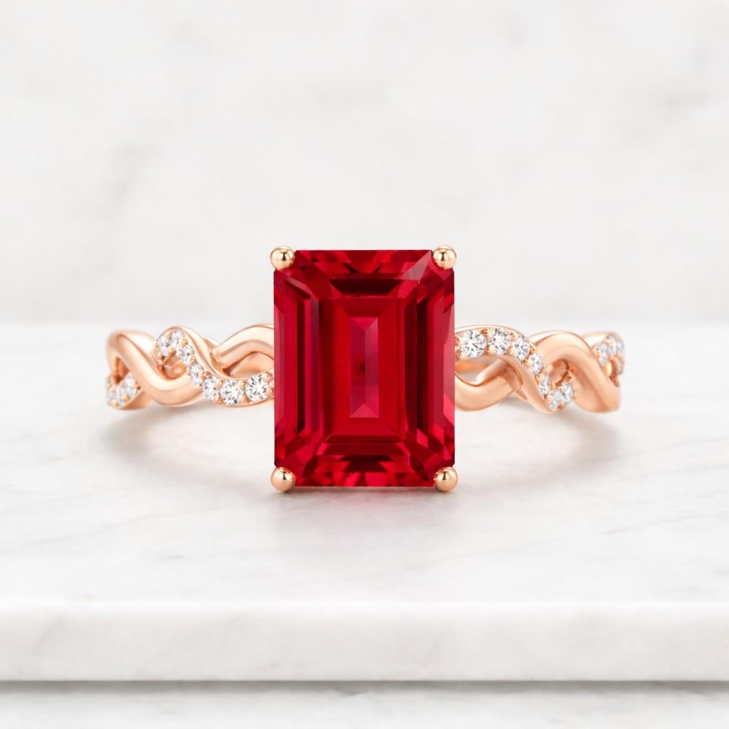 garnet ring 925 sterling silver, emerald cut garnet ring, solitaire promise ring, anniversary gift for her, handmade jewelry
