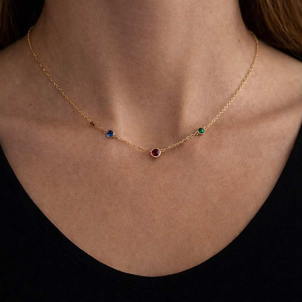 gemstone necklace gold necklace dainty necklace chain necklace bezel necklace colorful necklace station necklace charm necklace
