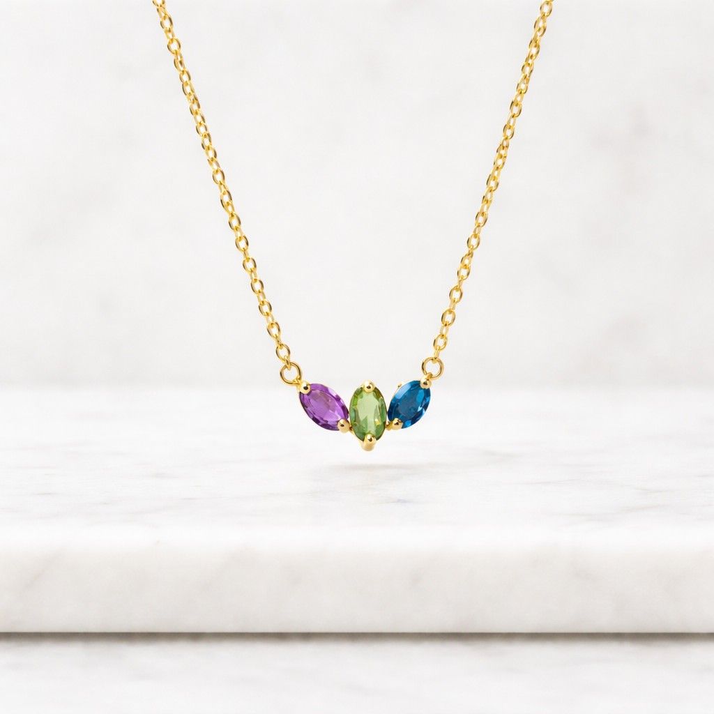 gemstone necklace gold necklace marquise necklace colorful necklace dainty necklace tiny necklace everyday necklace women necklace minimalist necklace simple necklace charm necklace