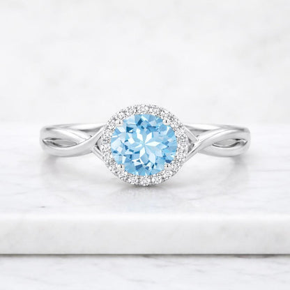 gemstone promise ring gemstone bridal ring precious stone ring faceted gemstone ring round gemstone ring light blue stone ring sparkling gemstone ring gemstone gift ring gemstone fashion ring