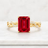 Emerald Cut Ruby Twist Engagement Ring In 14K Yellow Gold