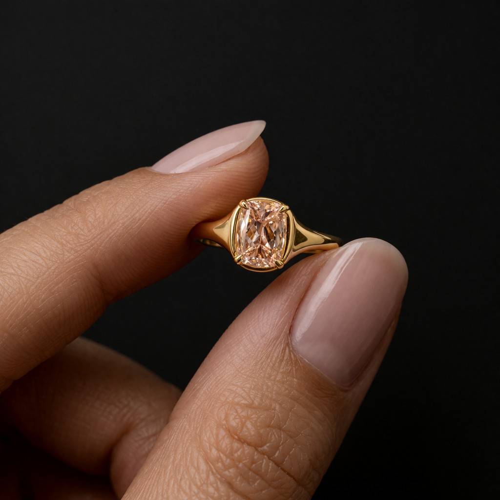 Pink Tourmaline Cushion Cut Ring | Split Shank Solitaire Engagement Ring | Vintage Inspired Anniversary Gift for Her