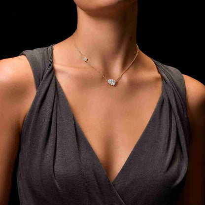 14K Gold Teardrop Diamond Station Necklace, Pear Cut Lab Grown Diamond Bridesmaid Necklace, Anniversary Gift For Her, Dainty Diamond Choker

