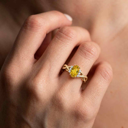 Fancy Intense Yellow Oval Cut Engagement Ring, 2 Ct Lab Grown Diamond Ring, Vintage Marquise Side Diamond Band Ring, IGI Certified Diamond
