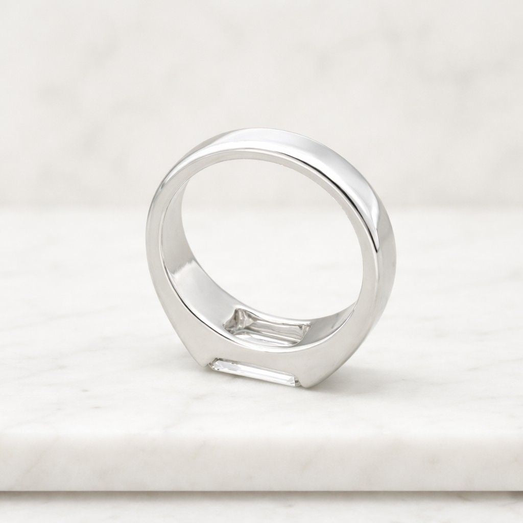 east to west solitaire lab grown diamond ring 4mm wide gold band ring solitaire east west ring 14k yellow gold signet style wedding ring
