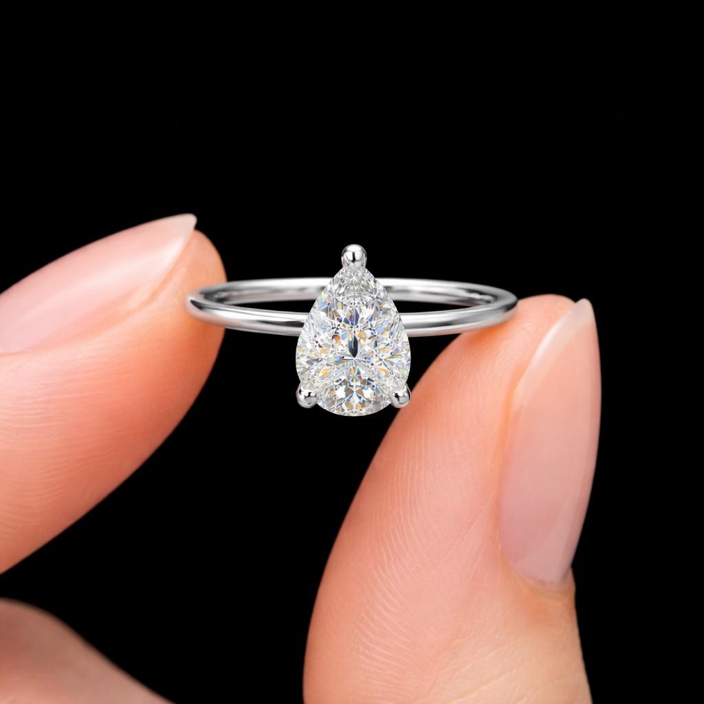 0.25ct pear diamond promise ring, solitaire pear engagement ring for her, igi certified lab create diamond ring, dainty diamond ring
