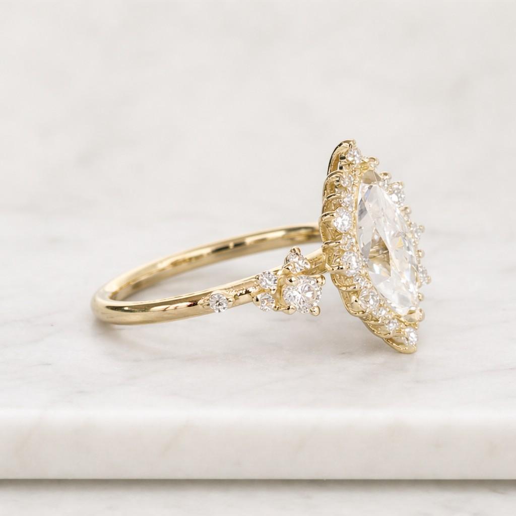 3 ct marquise cut moissanite diamond engagement ring 14k solid rose gold nature inspired leaf ring hidden halo bridal unique wedding ring
