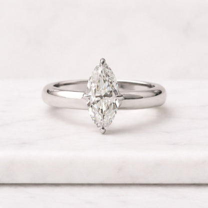 1.5 CT Marquise Cut Moissanite Anniversary Ring 14K Yellow Gold Engagement Ring Solitaire Diamond Ring Unique Ring Promise Ring Gift For Her
