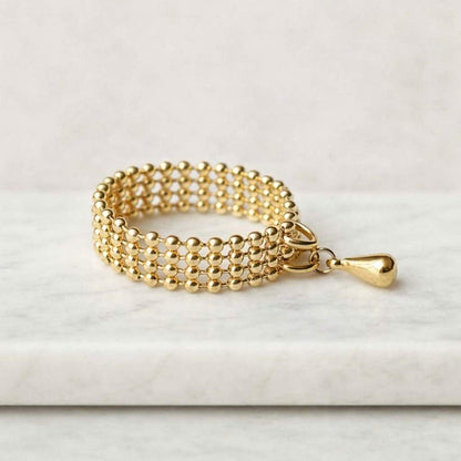 gold bead ring beaded ring charm ring dangle ring statement ring wide band ring mesh ring bubble ring ball ring layered ring stack ring fashion ring women ring handmade ring