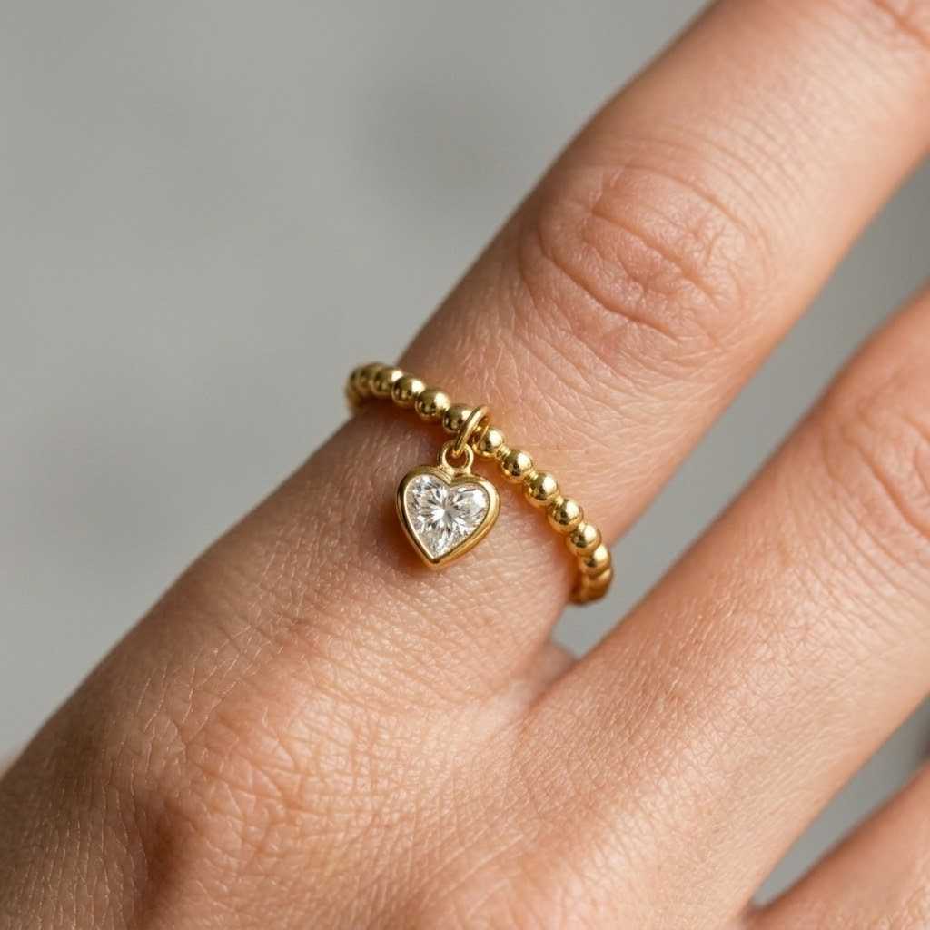 gold bead ring gold heart ring gold stacking ring gold fashion ring gold band ring gold gift ring gold women ring gold accessory gold design ring gold style ring