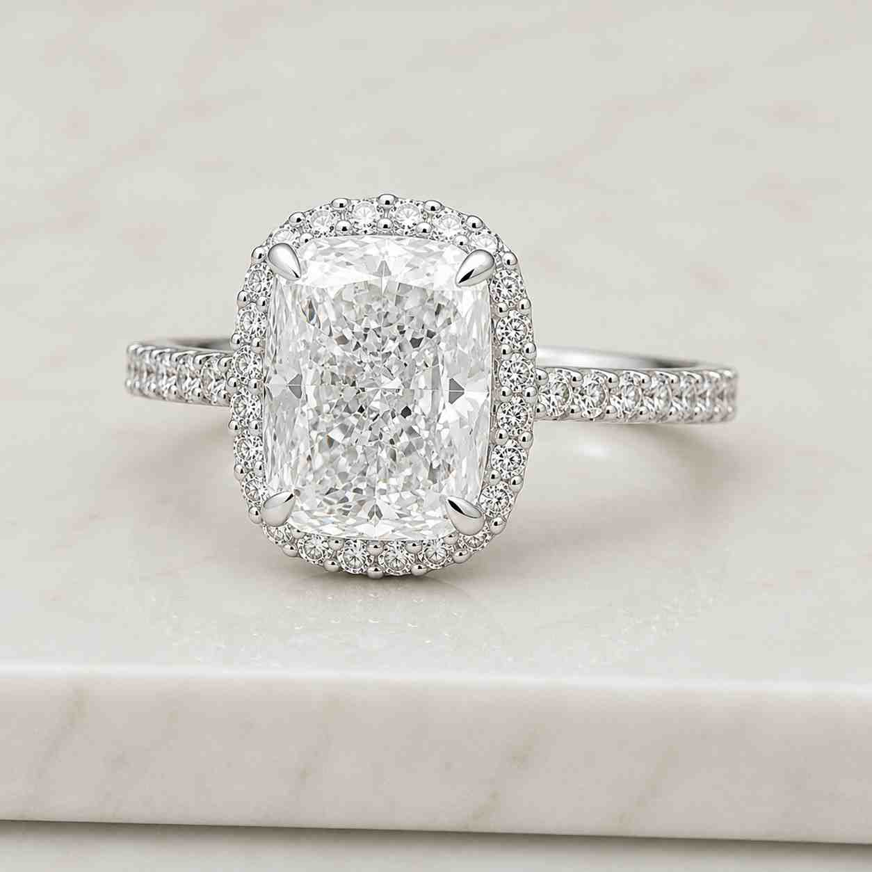 Radiant Cut Lab Grown Diamond Engagement Ring - 14K Gold Solitaries Ring, Proposal Her