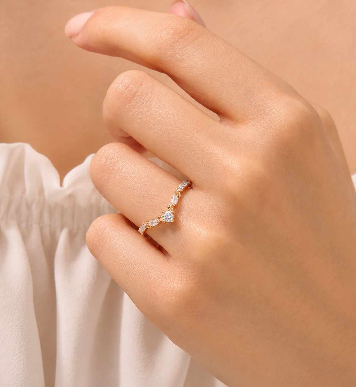 marquise diamond ring marquise diamond wedding ring alternating marquise round diamond ring real lab grown diamond stackable band for women