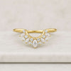 Marquise and Round Lab Grown Diamond Curved Wedding Band