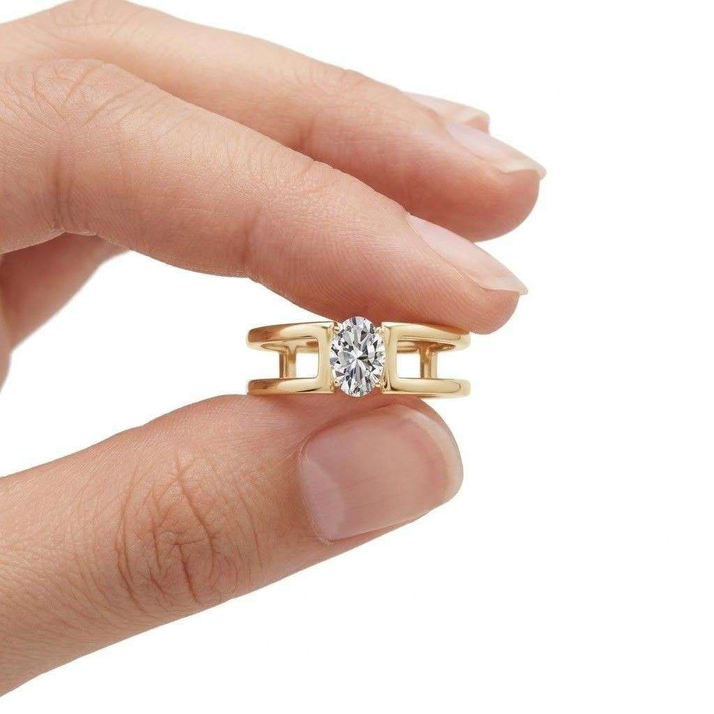 marquise cut lab grown diamond engagement ring, solitaire diamond ring, yellow gold proposal ring, minimalist bridal gift, plain wide band
