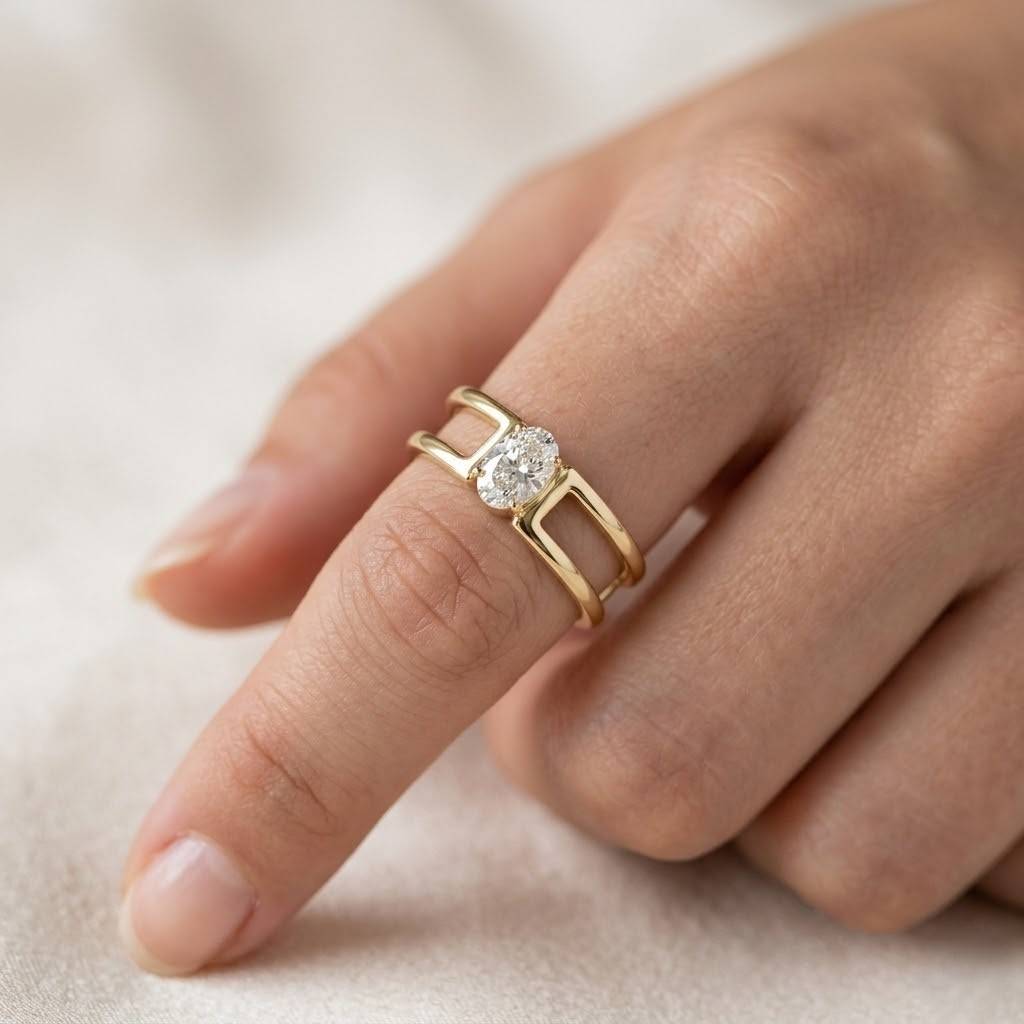 2 ct marquise moissanite engagement ring, marquise double band ring, 14k solid gold marquise solitaire ring, anniversary gifts for women.
