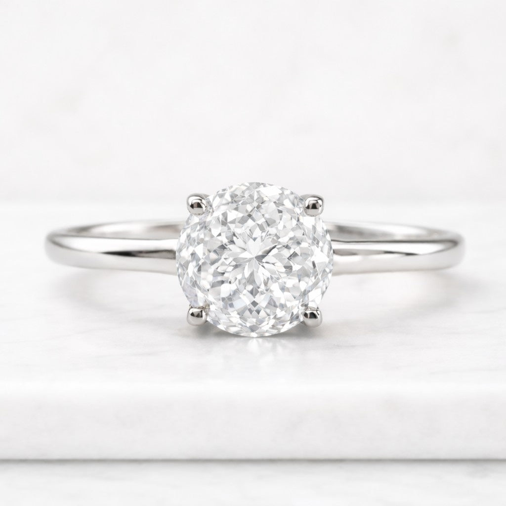 3ct round cut moissanite engagement ring | solitaire setting igi certified lab diamond solid gold platinum