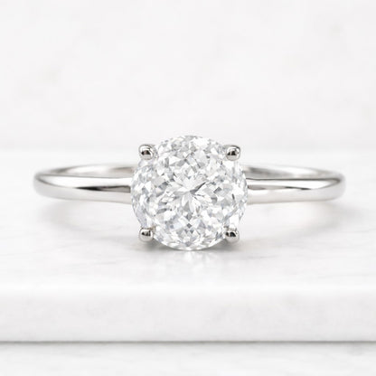 3Ct Round Cut Moissanite Engagement Ring | Solitaire Setting IGI Certified Lab Diamond Solid Gold Platinum