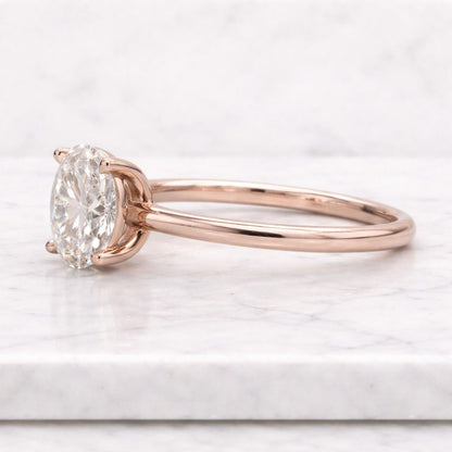 1.50 Carat Oval Moissanite Engagement Ring, 10k/14k/18K Solid Gold Minimalist Engagement Ring For Women, Oval Cut Ring, Solitaire Ring