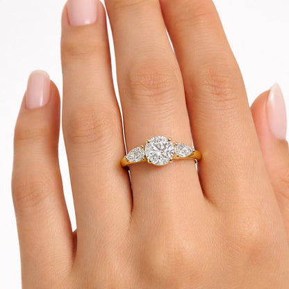 Elongated Cushion Cut Moissanite Engagement Ring, 925 Silver Trilogy Ring, Side Round cut Three Stone Anniversary Gift, Statement Ring